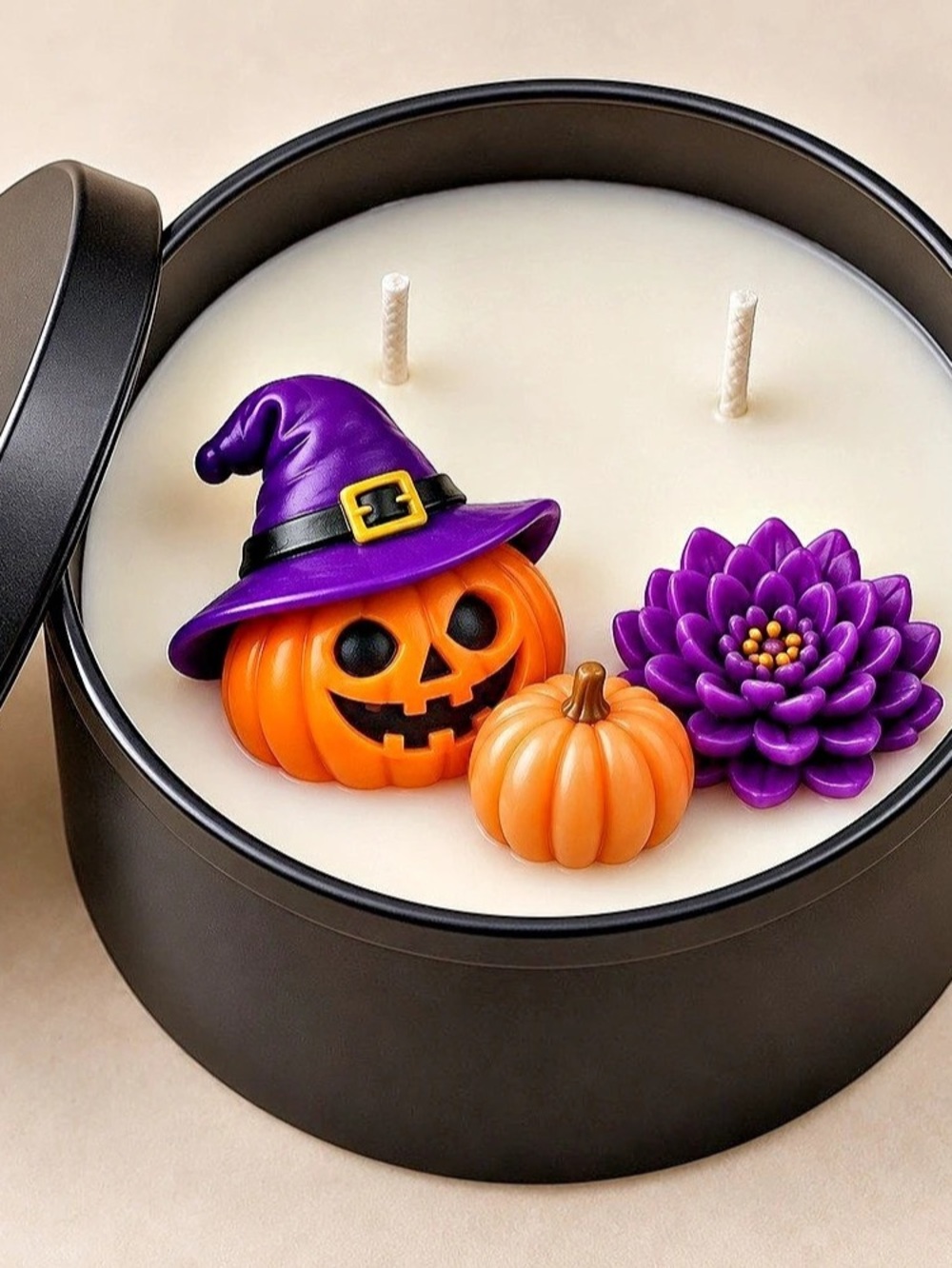 Halloween Pumpkin Candle Tin NWT